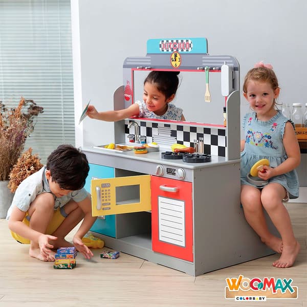 Woomax Legetøjskøkken I Træ Wooden Kitchenette And Retro Flerfarvet 3 Years