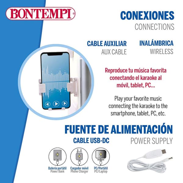 Bontempi Elektrisk Karaoke Højttaler Med Micro Wireless Transparent