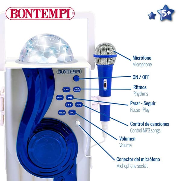 Bontempi Elektrisk Karaoke Højttaler Med Micro Wireless Transparent