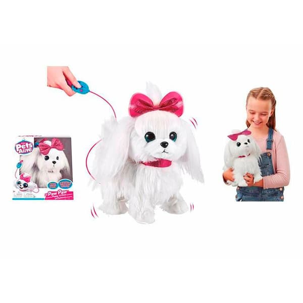 Zuru Interaktiv Hund Og Gå Som En Rigtig Hund ?? Paw Paw Puppy Pets Alive Ladra 30x18x30.4 Cm Rosa
