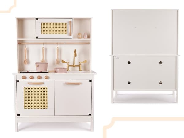 Retro træ MDF børnekøkken med BOHO tilbehør, 100 cm
