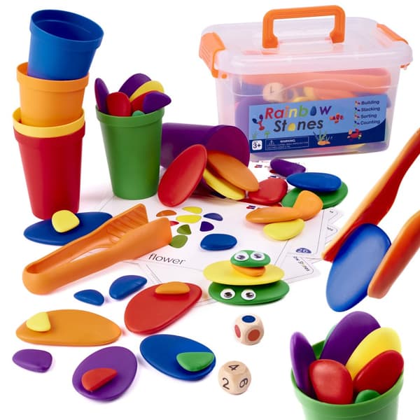 Kreativa färgglada småsten Montessori pussel