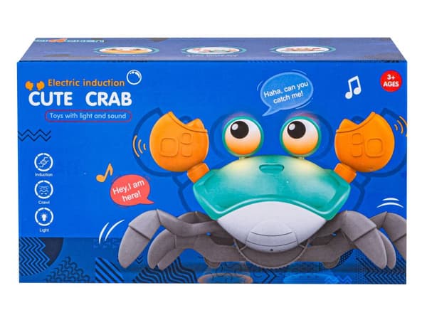Runaway Crawling Crab, Interaktivt Legetøj, Lyser op, Spiller Melodier Robot BLÅ