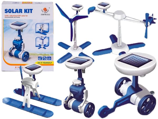 Solrobotar 6in1 - Solar Kit - väderkvarn, helikopter, bil, robot