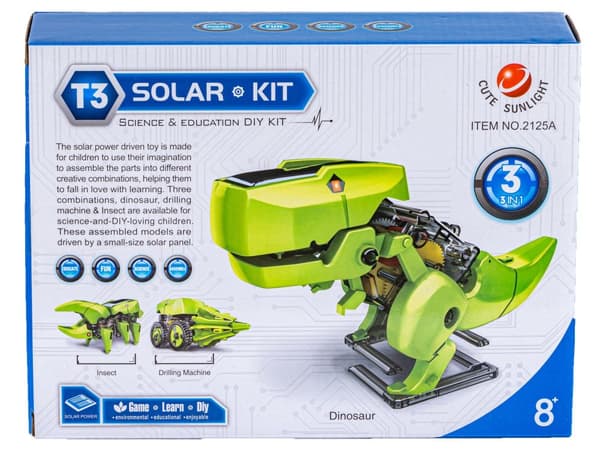 Solar Toy Robot Vehicle Solar Dinosaur 3in1
