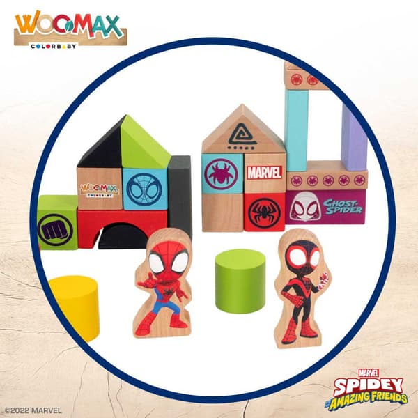 Woomax Trä Block Spidey Amazing Friends Playset 50 Bitar Flerfärgad 18 Months