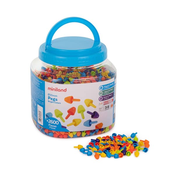 Miniland Pegs 10 Mm 2600 Enheder Flerfarvet