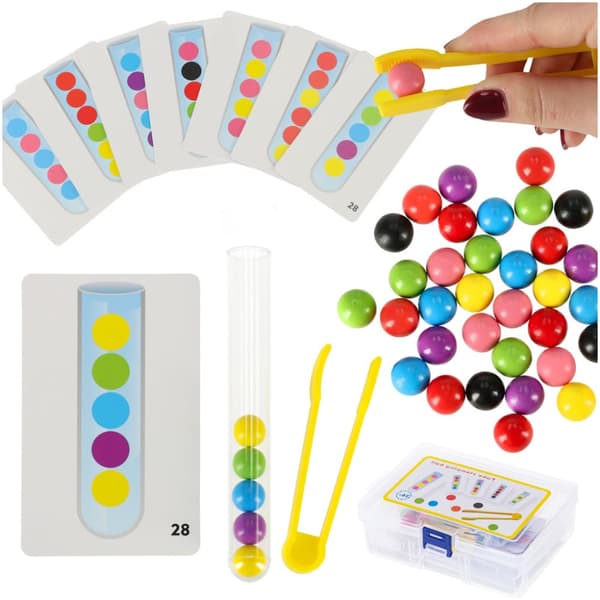 Montessori pedagogiskt pussel, färgglada bollar, lära sig att räkna, lära sig färger, XXl set, 66 st.