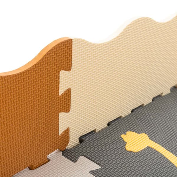 Pedagogisk matta skumpussel lekhage brun 143 x 143 cm 36 element