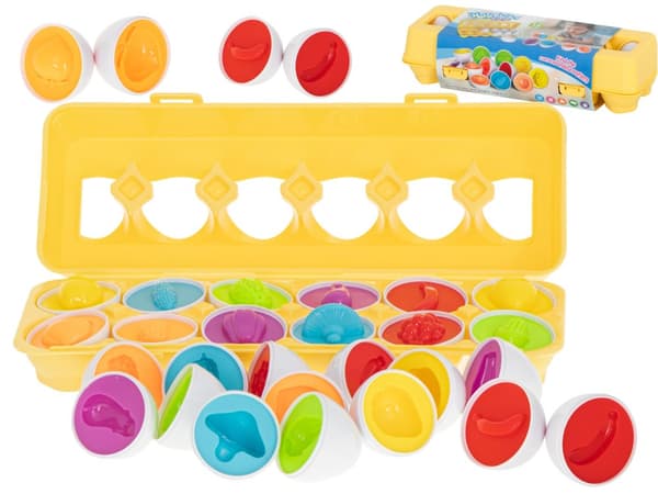 Pædagogisk puslespil sorterer match figurer frugtæg 12 stykker