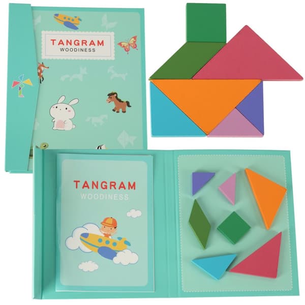 Tangram magnetisk bog puslespil 3D blokke