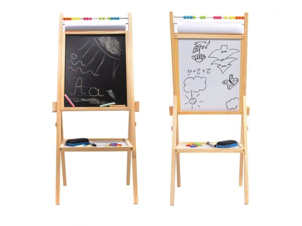 Magnetisk tavla, kulram, papper, krita, gratisbokstäver