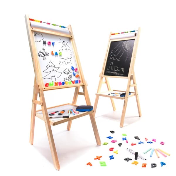Magnetisk tavla, kulram, papper, krita, gratisbokstäver