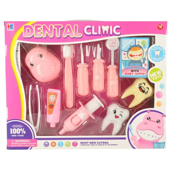 Tandlæge medicinsk kit pink flodhest