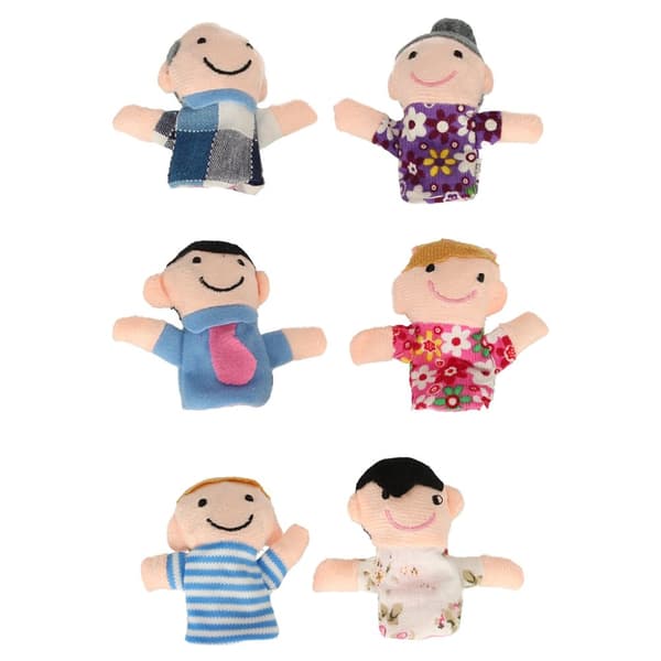Plys dukker Mascot fingerlings familie 6 stk