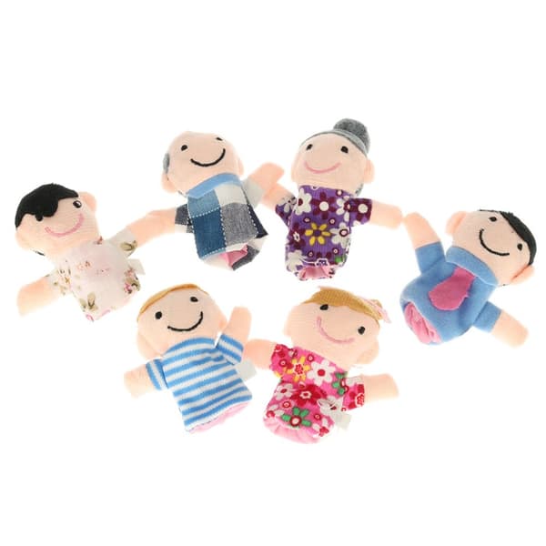 Plys dukker Mascot fingerlings familie 6 stk