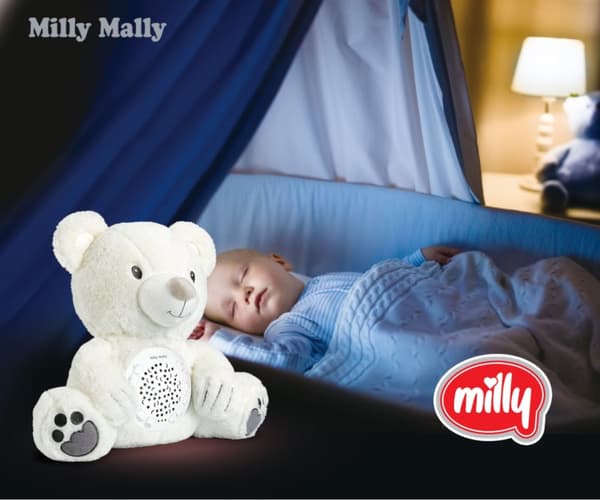 Milly Mally Plys legetøj med Milly Bear projektor