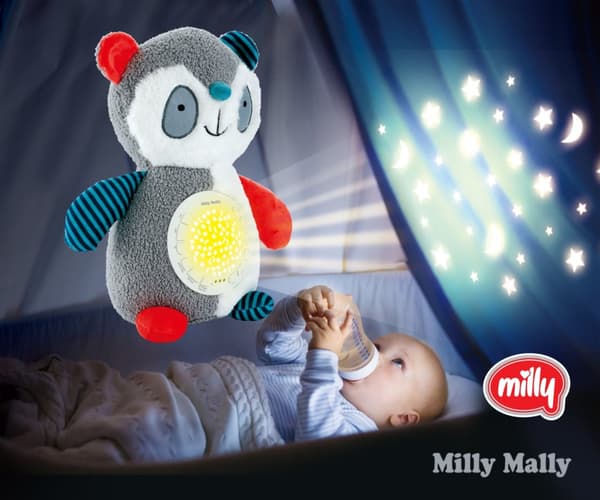 Milly Mally Plys legetøj med Milly Panda projektor