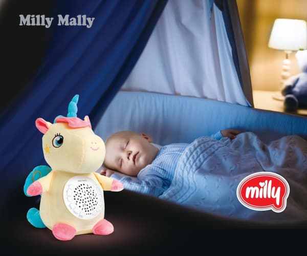 Milly Mally Plys legetøj med Milly Unicorn projektor