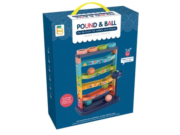 3-i-1 bollrutschbana, hammare, dodgeball, bollbana, kulbana, interaktiv leksak Pound & Ball