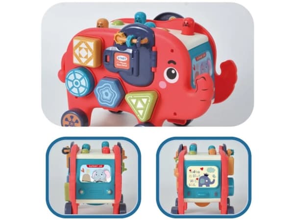 Pedagogisk, interaktiv rolig elefant, rolig tecknad elefant, glad elefant