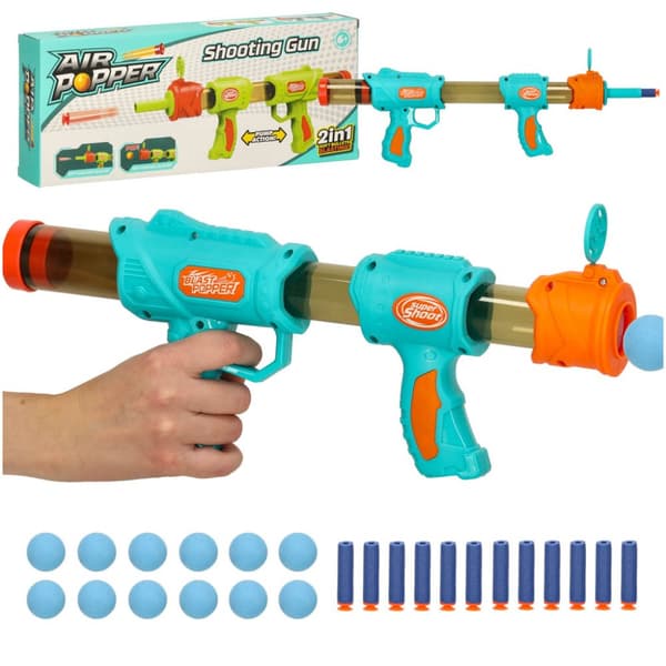 Riffelpistol med 2-i-1 kugler, blå