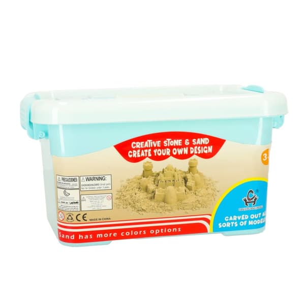 Kinetic Sand i en 1 kg hink, beige formar