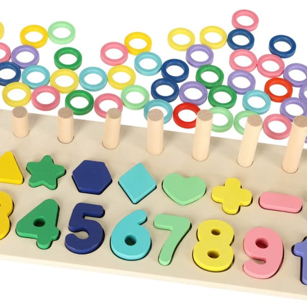 Träkulram, Montessori-siffersorterare, 3in1, 13x36cm