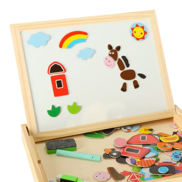 Magnetisk multifunktionell gårdskrittavla + krita, markör och svamp