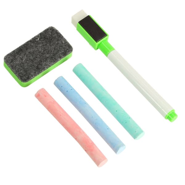 Magnetisk multifunktionell gårdskrittavla + krita, markör och svamp
