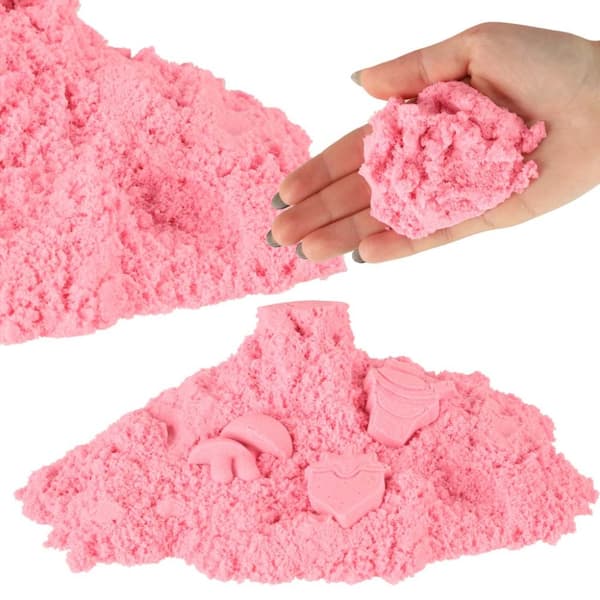 Kineettinen hiekka 1kg vaaleanpunaisessa pussissa