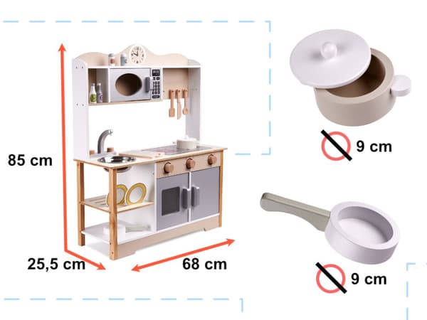 Træ børnekøkken MDF LULILO KUKETO tilbehør 85cm