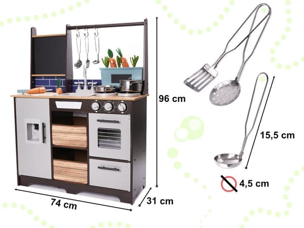 Puinen MDF lasten keittiö tarvikkeineen LOFT XXL 96cm
