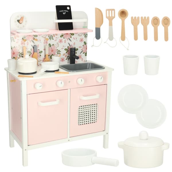 Træ børnekøkken LULILO FLORA pink