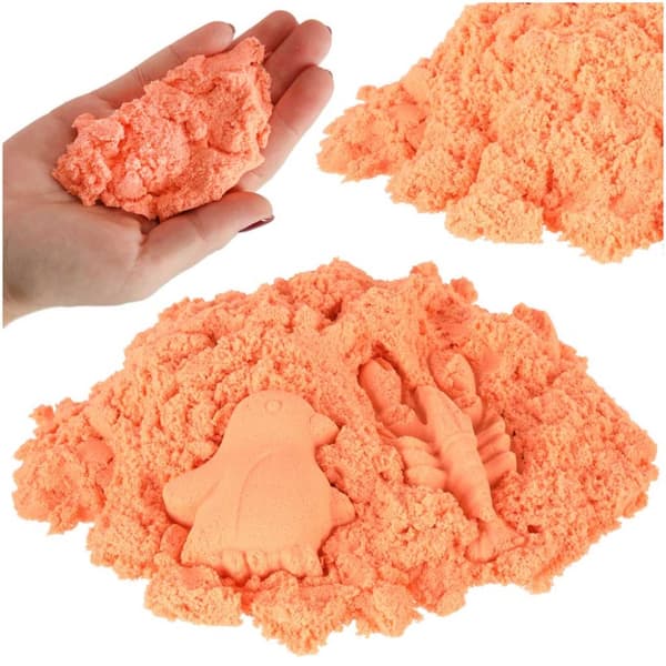 Kineettinen hiekka 1kg oranssissa pussissa