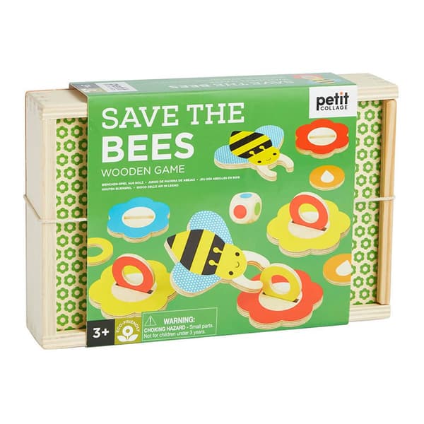 Petit Collage Save The Bees-puinen Peli Hopeinen