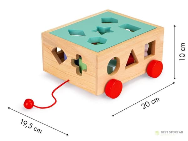 Träsorteringsvagn med klossar - pedagogisk kub för barn ECOTOYS