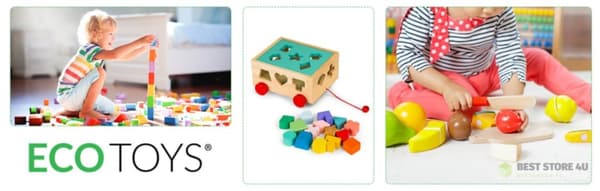 Träsorteringsvagn med klossar - pedagogisk kub för barn ECOTOYS