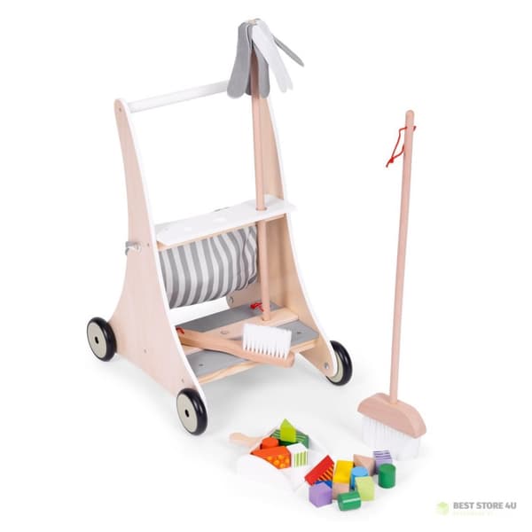 Puinen siivoussettivaunu beige ECOTOYS