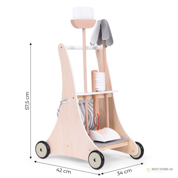 Puinen siivoussettivaunu beige ECOTOYS