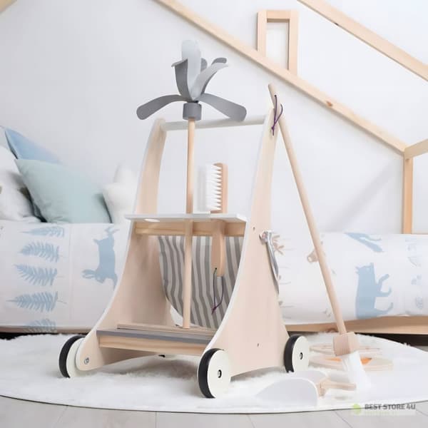 Puinen siivoussettivaunu beige ECOTOYS