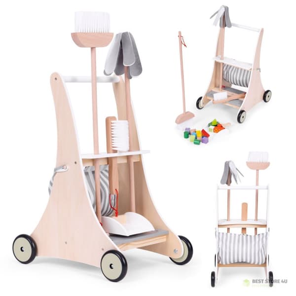 Puinen siivoussettivaunu beige ECOTOYS