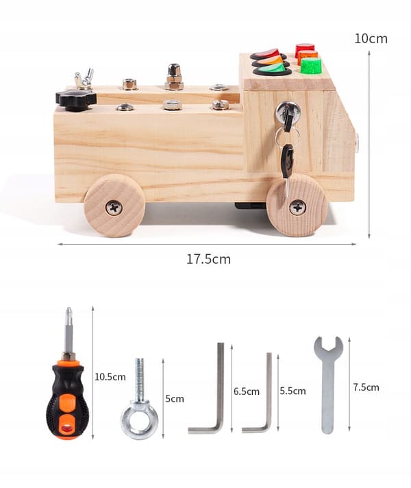 MONTESSORI-TAVLA SENSORISK TRÄMANIPULATIV LED-BIL