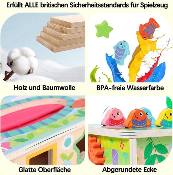 Lollanda 6-in-1 Montessori puinen varhaisen oppimisen lelu – aisti- ja keskittymisharjoittelua harjoittava opetuslelu – yli 3-vuotiaille lapsille