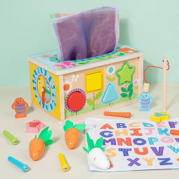 Lollanda 6-in-1 Montessori puinen varhaisen oppimisen lelu – aisti- ja keskittymisharjoittelua harjoittava opetuslelu – yli 3-vuotiaille lapsille