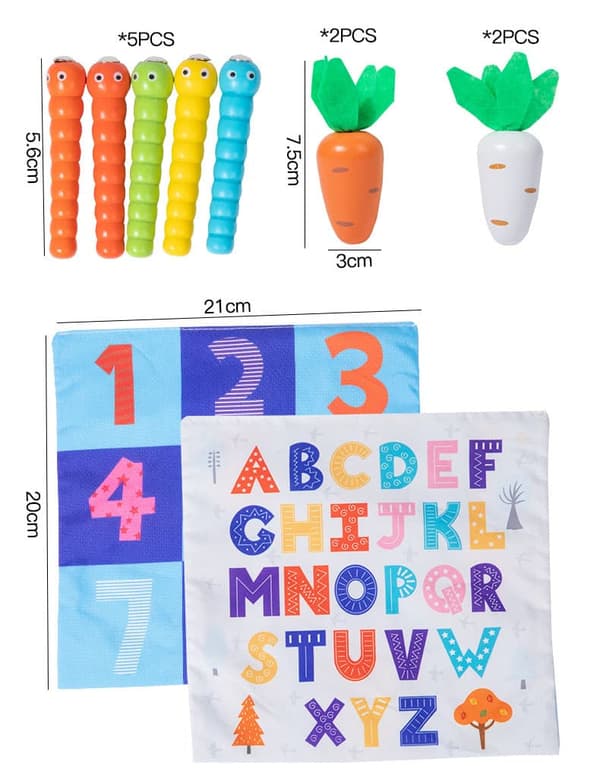 Lollanda 6-in-1 Montessori puinen varhaisen oppimisen lelu – aisti- ja keskittymisharjoittelua harjoittava opetuslelu – yli 3-vuotiaille lapsille