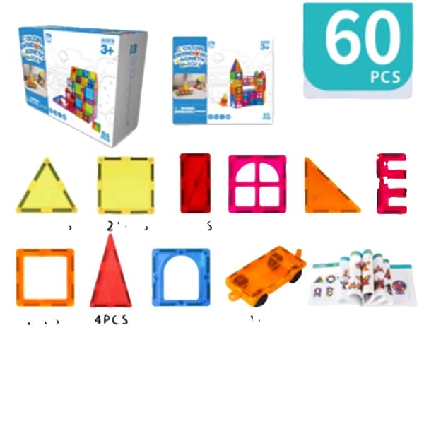 Magnetiske Konstruktionsstykker, 60PCS Sæt, Uddannelseslegetøj i STEM,STM-CC60 60STK