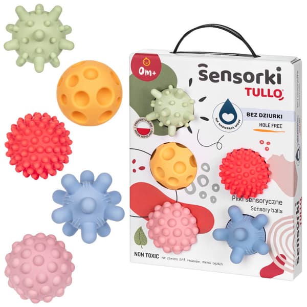 Sensoriska bollar Pastellfärgade Sensorki Utan Hål 5 st., Tullo
