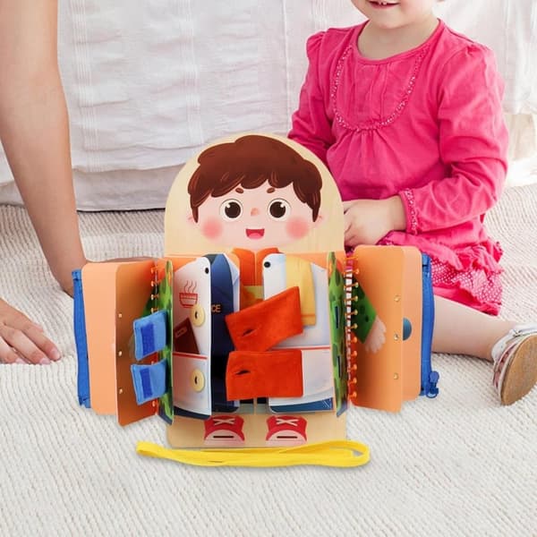 OBOSOE Barn Buasy Board Tidig utbildning med kläder spänne blixtlås slips skor liv färdigheter Montessori leksak för barn födelsedagsgåva