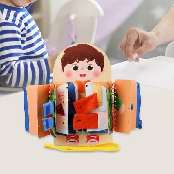 OBOSOE Barn Buasy Board Tidig utbildning med kläder spänne blixtlås slips skor liv färdigheter Montessori leksak för barn födelsedagsgåva